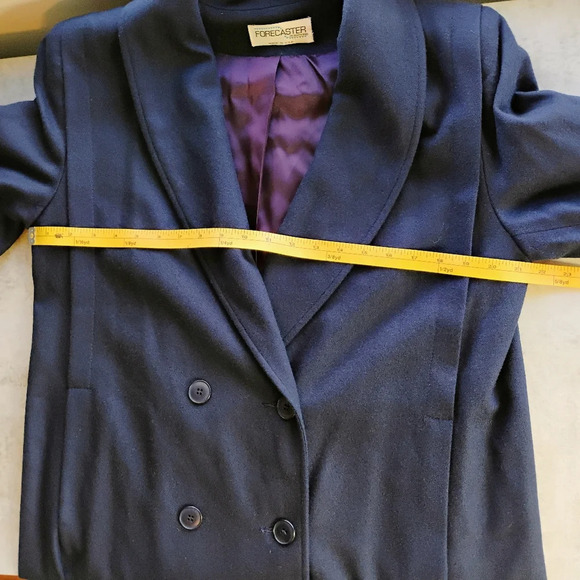 Vintage Forecaster of Boston 5/6 Navy Blue Wool Trench Coat Y2K Academia Size 6 - Picture 14 of 16